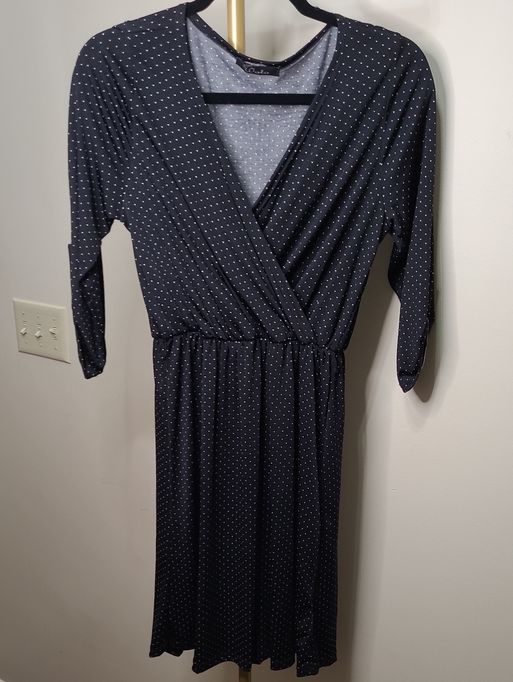 Wato Black & White Polka Dot V-neck Dress size Medium